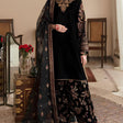 HC563-Embroidered Velvet Dress With Organza embroidered Dopata