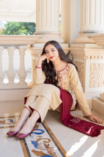 HC614-WINTER 3PC Dhanak suit with Embroidered Shawll