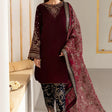 HC901-Winter Velvet Unstitched 3PCs Embroidered Dress With Organza Dupatta