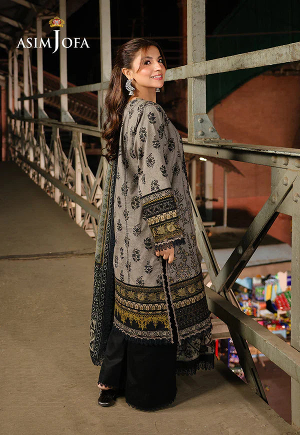 Asim Jofa - Winter 3PC Karandi Digital Print Dress - HC33410