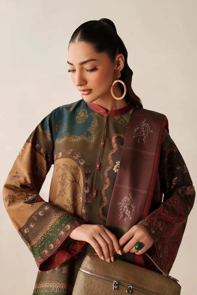 Baroque - Winter 3PC Karandi Digital Print Dress -HC33412