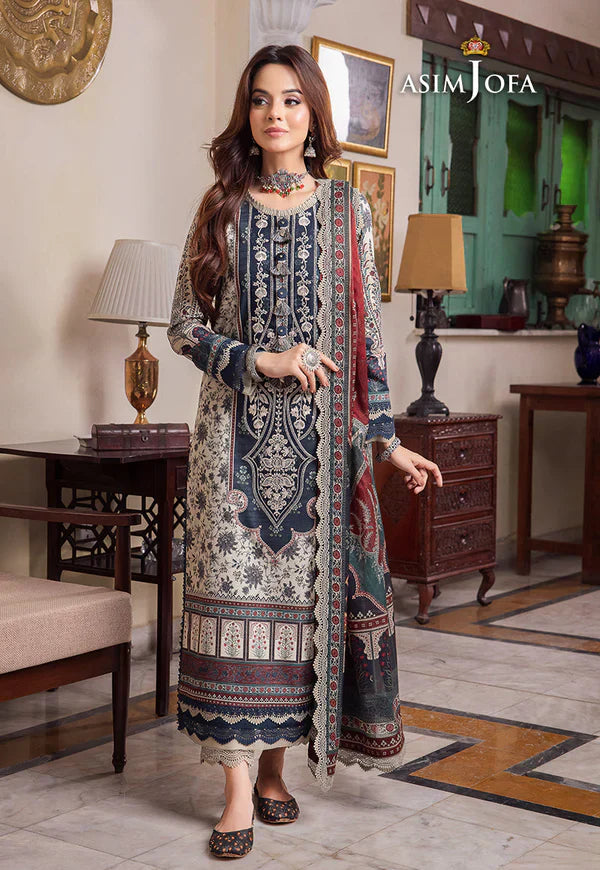 Asim Jofa - Summer 3PC Karandi Digital Print Dress - HC1143
