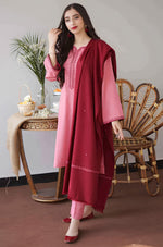 HC502-WINTER 3PC Dhanak suit with Embroidered Shawll