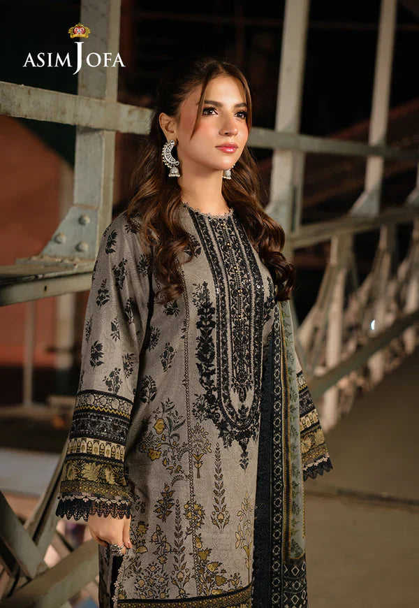 Asim Jofa - Winter 3PC Karandi Digital Print Dress - HC33410