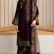 HC902-Winter Velvet Unstitched 3PCs Embroidered Dress With Organza Dupatta
