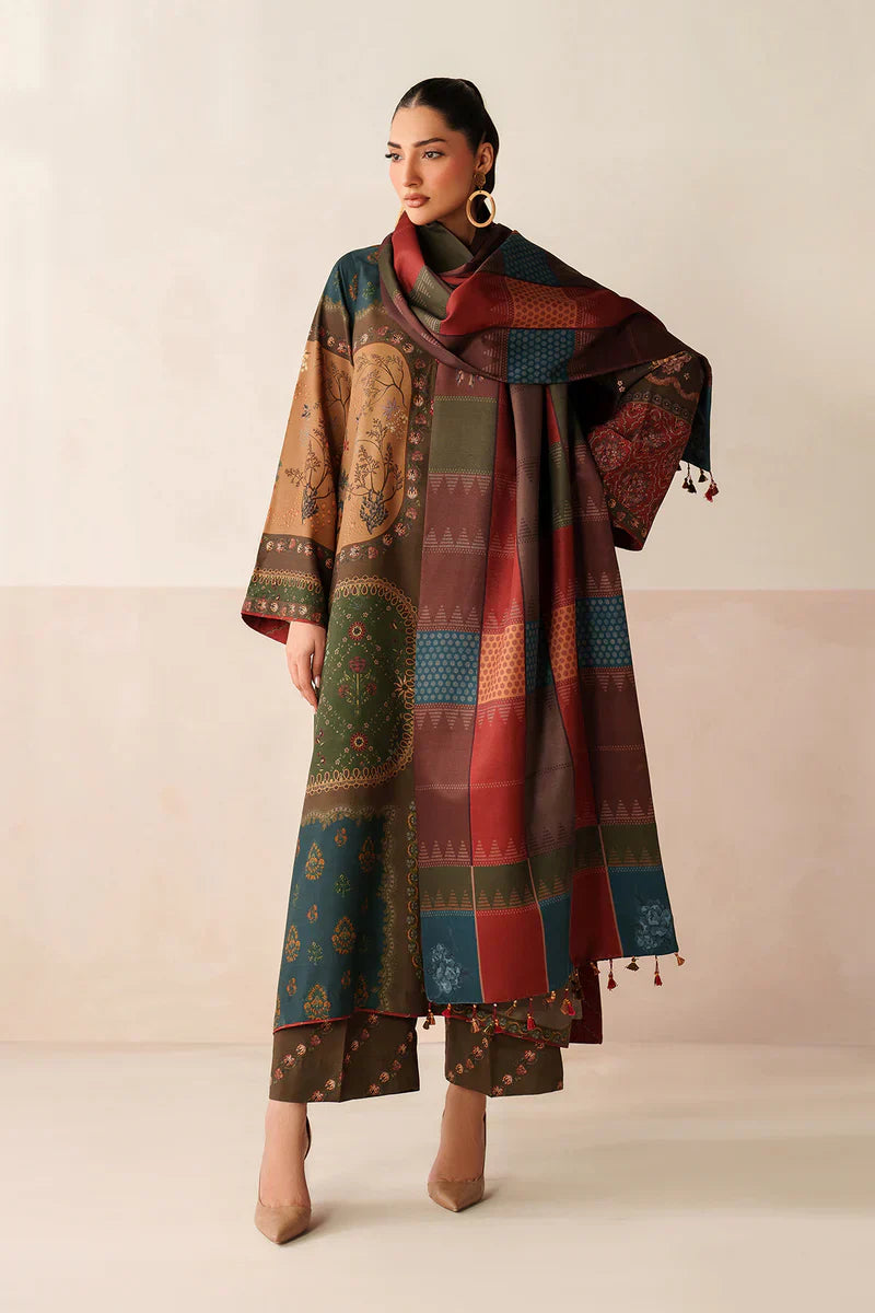 Baroque - Winter 3PC Karandi Digital Print Dress -HC33412