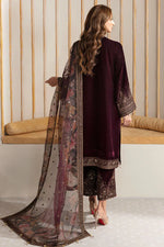 HC902-Winter Velvet Unstitched 3PCs Embroidered Dress With Organza Dupatta