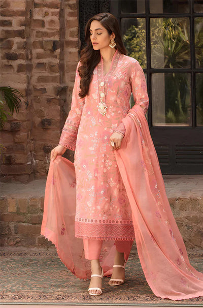 HC246-Bareeze -Embroided 3pc Lawn dress with embroidered chiffon dupatta