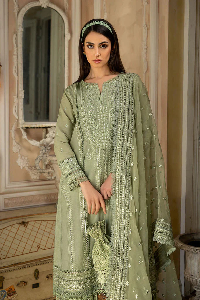 SbBN244-SOBIA NAZIR EMBROIDERED 3PC LAWN DRESS WITH Embroidered Organza Dopata