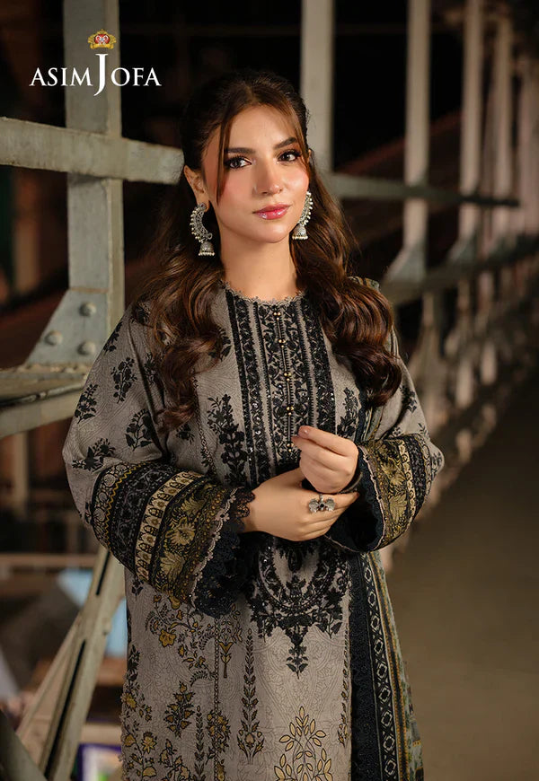 Asim Jofa - Winter 3PC Karandi Digital Print Dress - HC33410