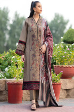 HC617-WINTER 3PC Dhannak Embroidered suit with Printed Shawll