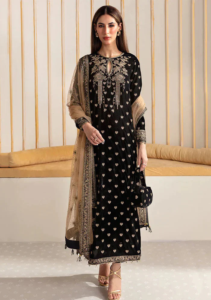 Baroque Embroidered Velvet 3piece suit - HC2020