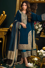 HC524-Heavy Embroidered Velvet Dress with Silk Trouser