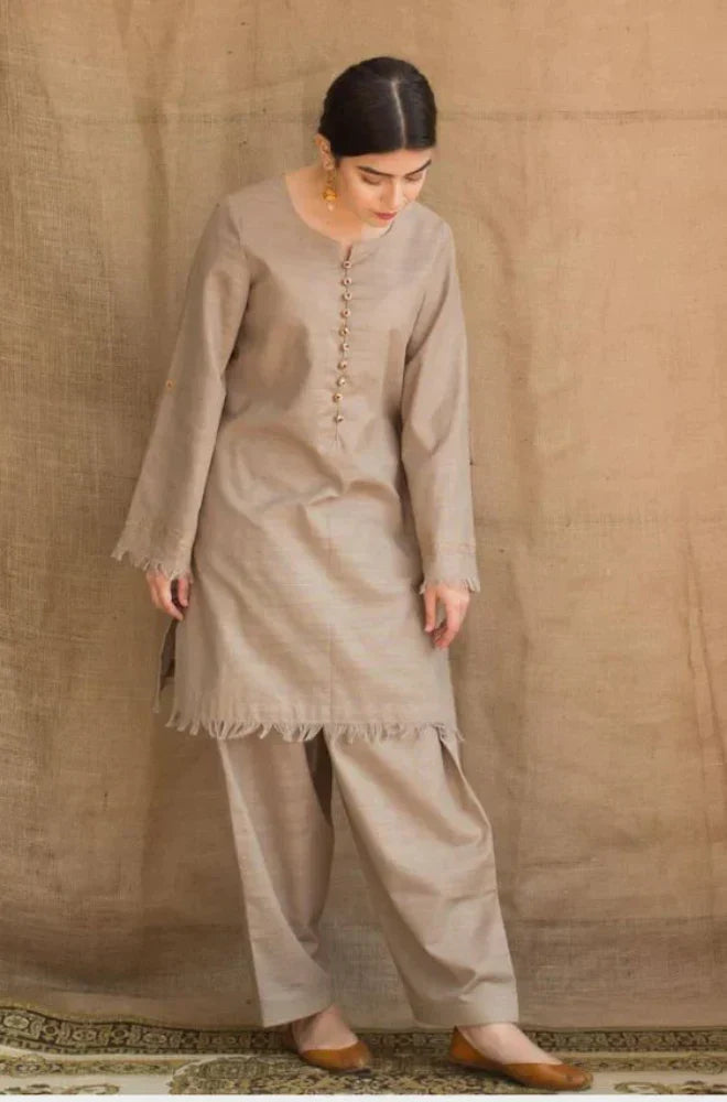 HC545-WINTER 3PC Khaddar suit with Embroidered Shawll