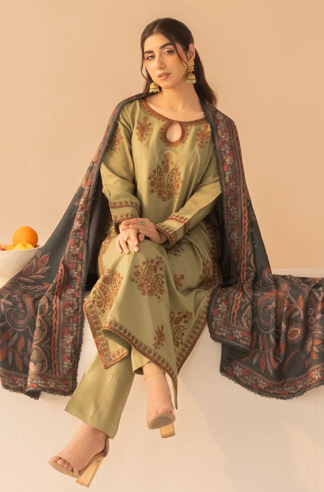 Mohagni - Winter 3PC Dhanak Embroidered Suit - HC3360