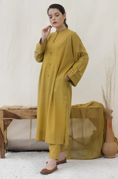 HC777-SUMMER 3PC Lawn Embroidered Shirt With Chiffon Embroidered Dupatta
