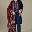 HC522-WINTER  3PC Linen Embroidered suit with Embroidered Shawll