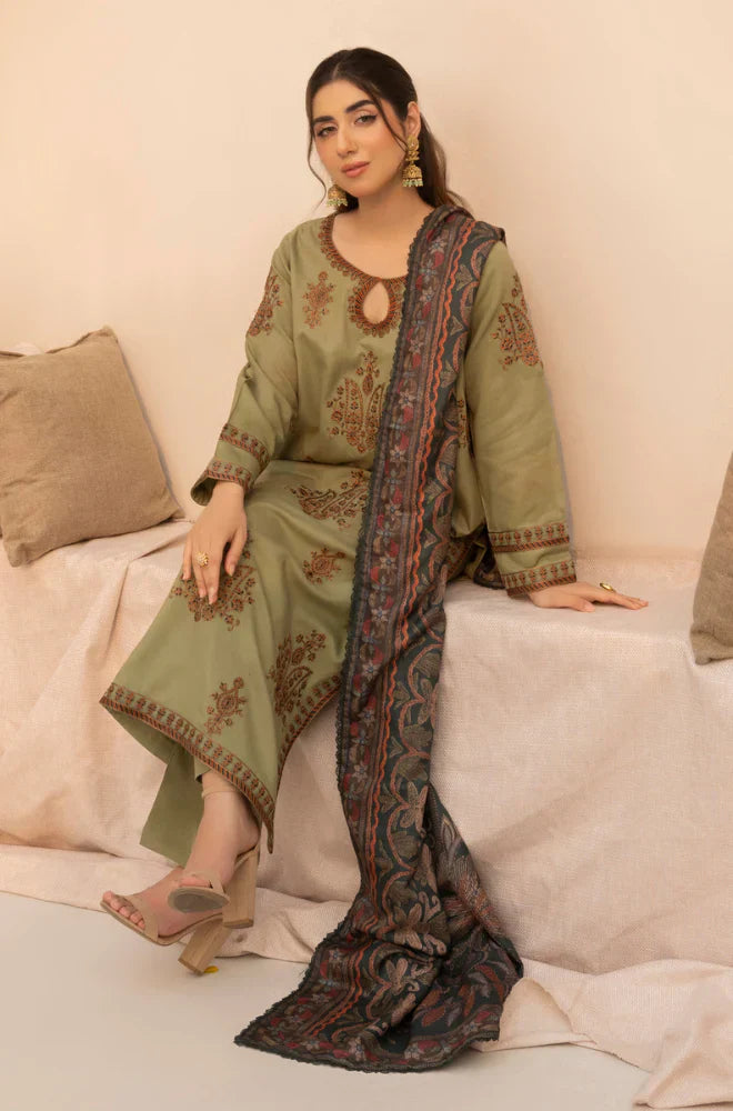 Mohagni - Winter 3PC Dhanak Embroidered Suit - HC3360