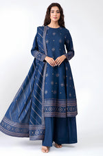 HC578-WINTER 3-Pc Embroidered Dhanak Suit with Heavy Embroidered Dhanak Shawll