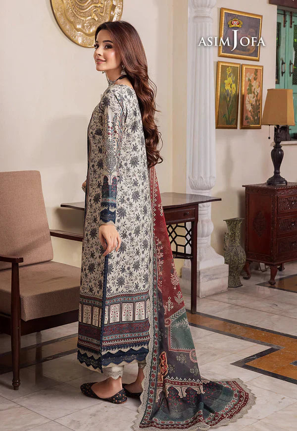 Asim Jofa - Summer 3PC Karandi Digital Print Dress - HC1143
