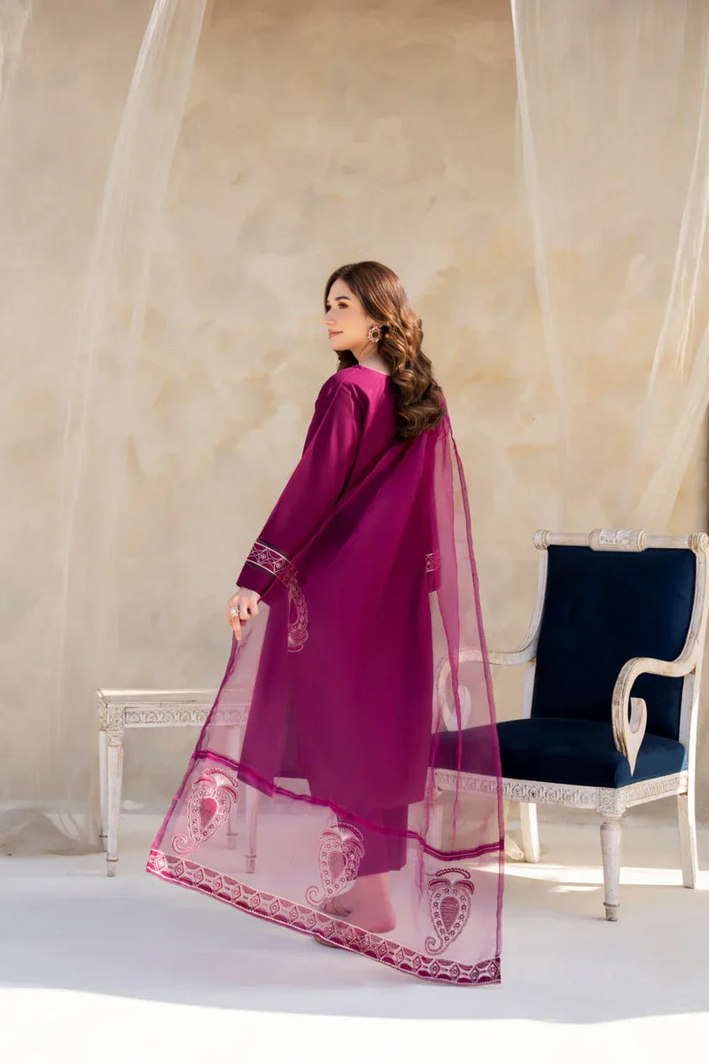 HC763-SUMMER 3PC Lawn Embroidered Shirt With Organza Embroidered Dupatta