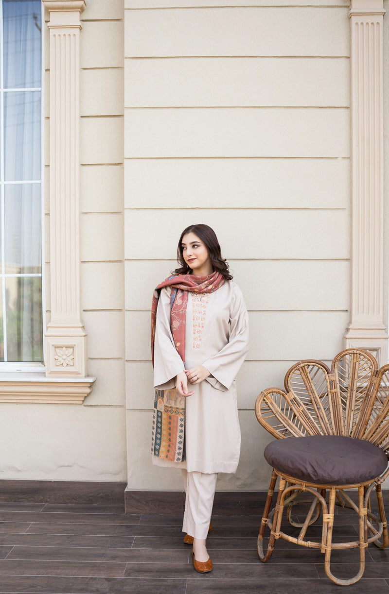 Asling - Winter 3PC Dhanak Embroidered Suit -HC3355