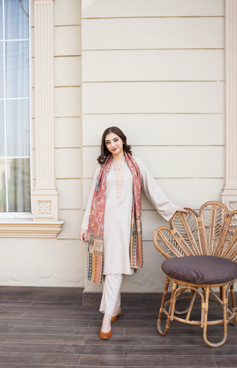 Asling - Winter 3PC Dhanak Embroidered Suit -HC3355