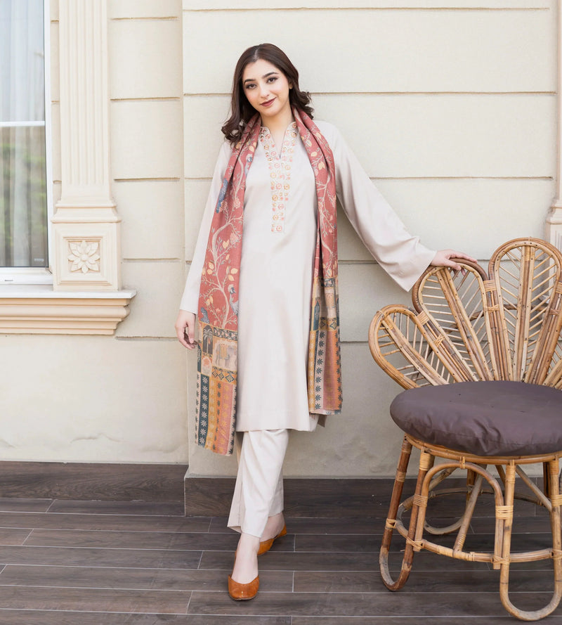 Asling - Winter 3PC Dhanak Embroidered Suit -HC3355