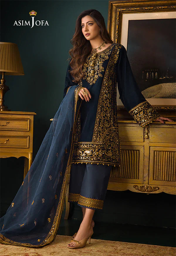 Asim Jofa -  Embroidered Velvet 3piece suit -HC2028