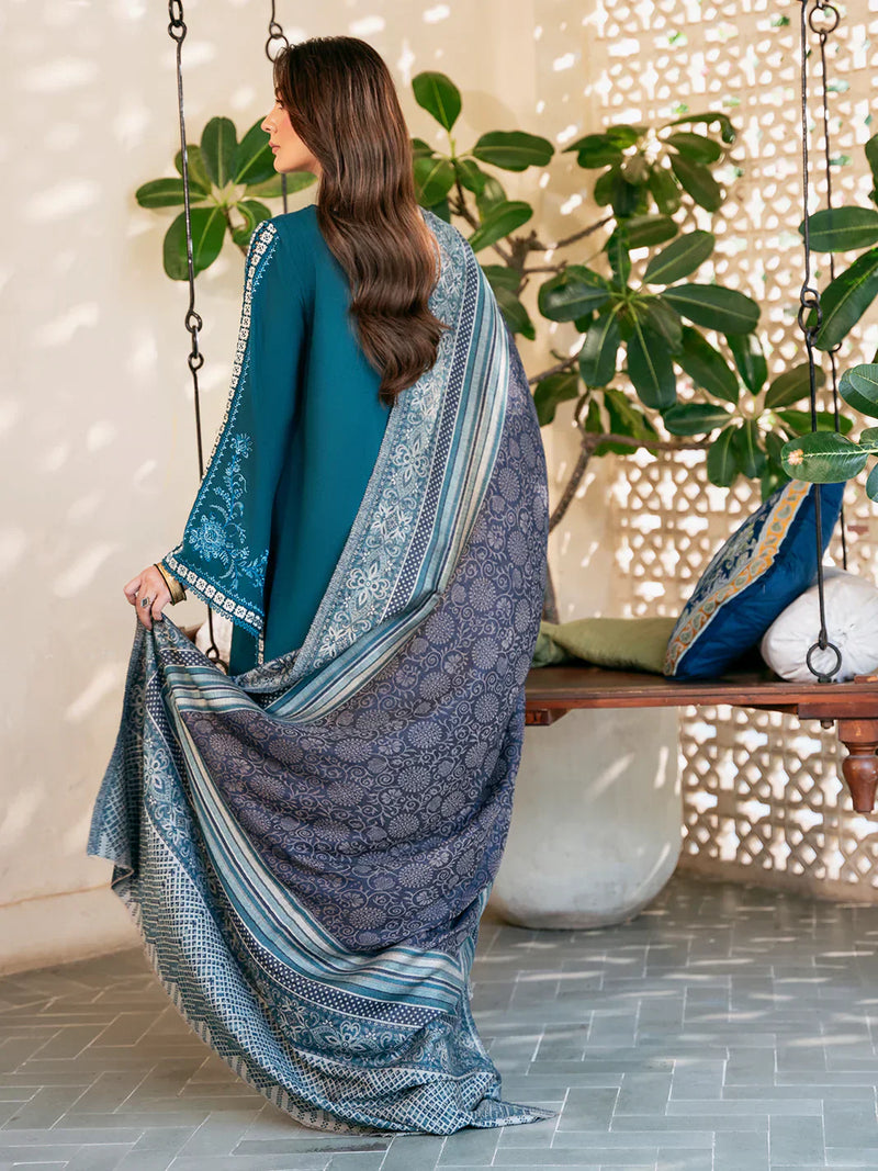 izel - Winter 3PC Dhanak Embroidered Suit - HC33104