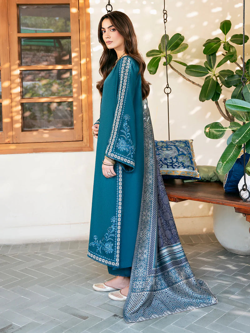 izel - Winter 3PC Dhanak Embroidered Suit - HC33104
