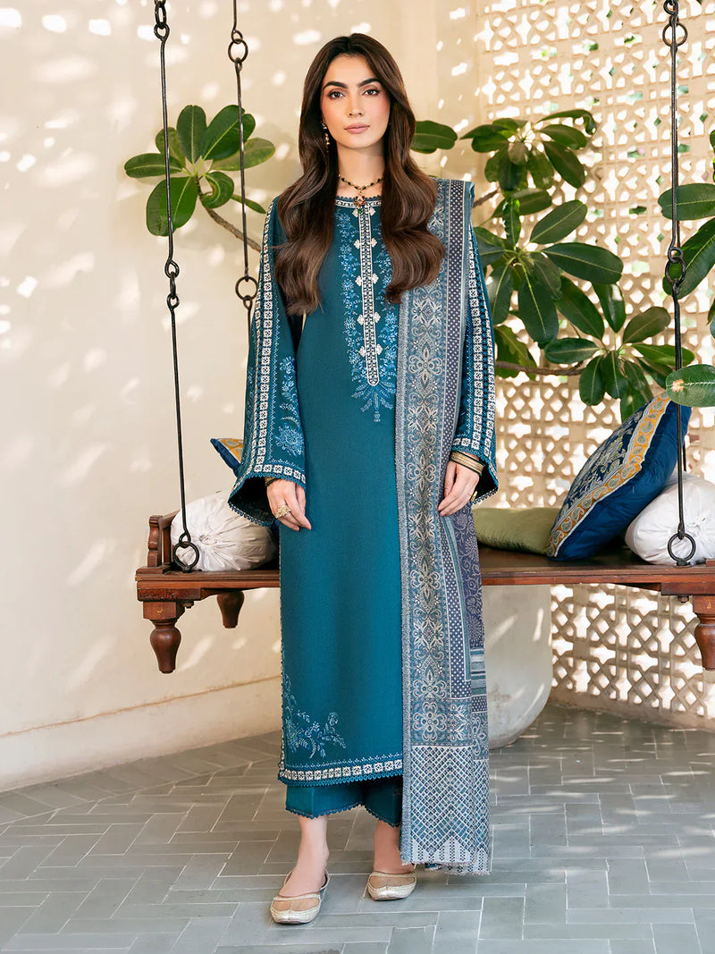 izel - Winter 3PC Dhanak Embroidered Suit - HC33104