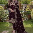 HC403-Embroidered Velvet Three piece With Velvet Shawl Winter Collection