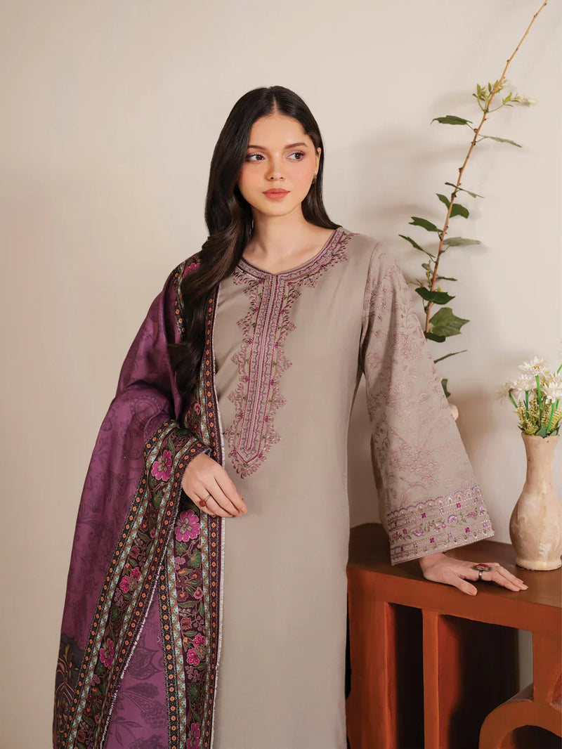 Jazmin - Winter 3PC Dhanak Embroidered Suit - HC3309