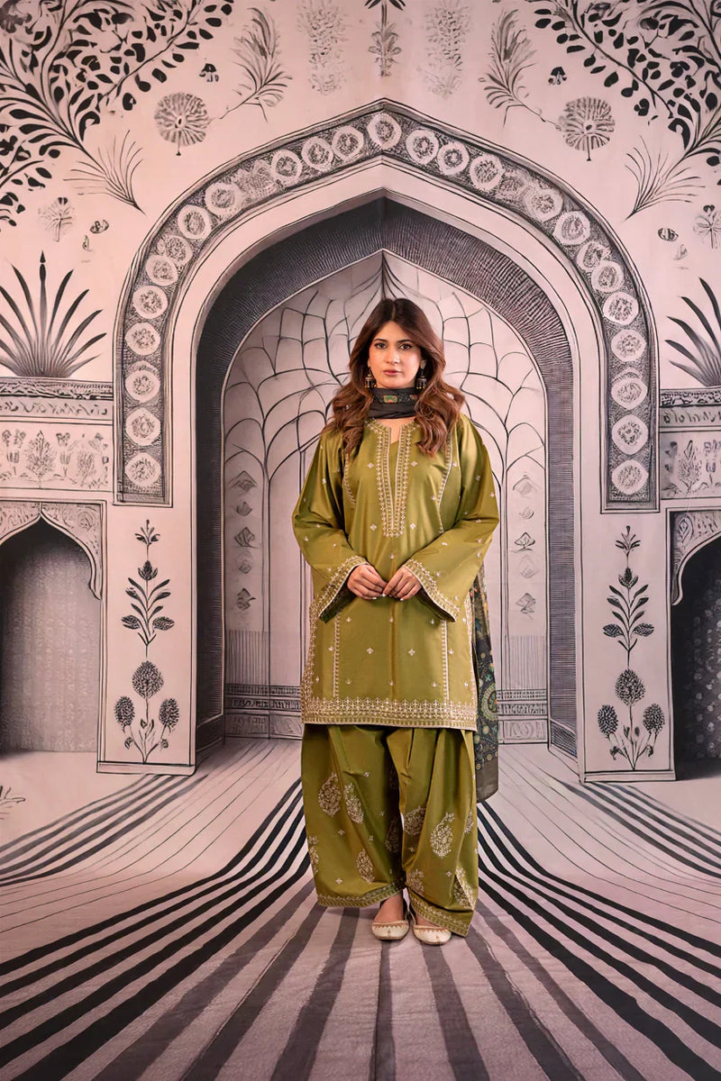 Urge - Winter 3PC Dhanak Embroidered Suit - HC3344