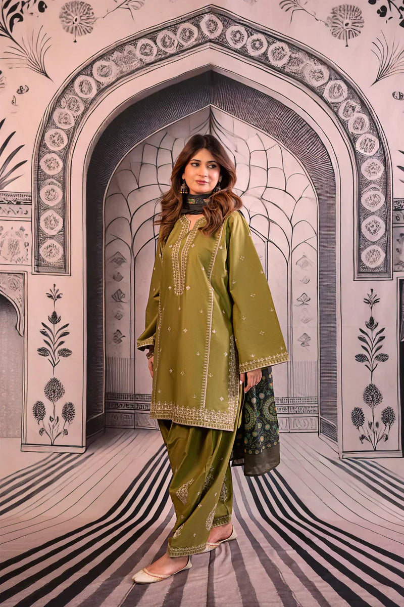Urge - Winter 3PC Dhanak Embroidered Suit - HC3344