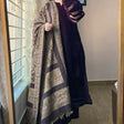 BUNAAI - Velvet Dress with Printed Dhanak Shawl HC33117
