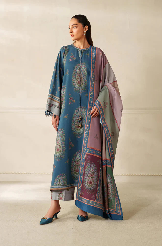 Baroque - Winter 3PC Karandi Digital Print Dress - HC33139