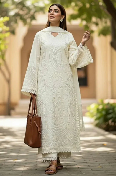 SHANZY - Summer 3PC Lawn Chikankri Embroidered Suit - HC1127