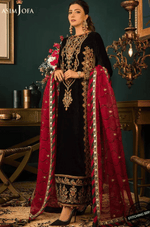 Asim jofa Embroidered Velvet 3piece suit - HC2013