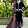 Charizma Embroidered Velvet 3piece suit -HC2016
