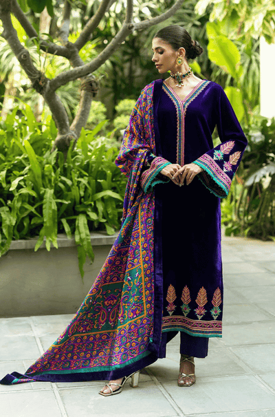 Charizma Embroidered Velvet 3piece suit -HC2016