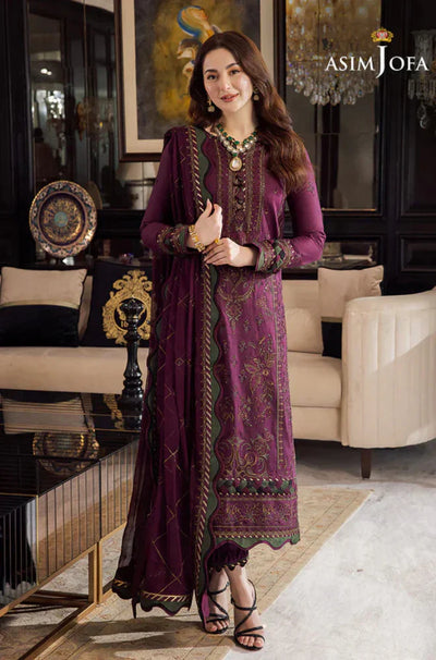 Asim Jofa - Summer 3PC Lawn Embroidered Suit - HC1104