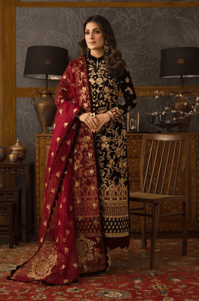 Asim Jofa - Embroidered Velvet 3piece suit - HC3358