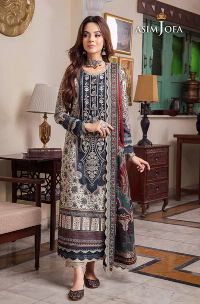 Asim Jofa - Summer 3PC Karandi Digital Print Dress - HC1143
