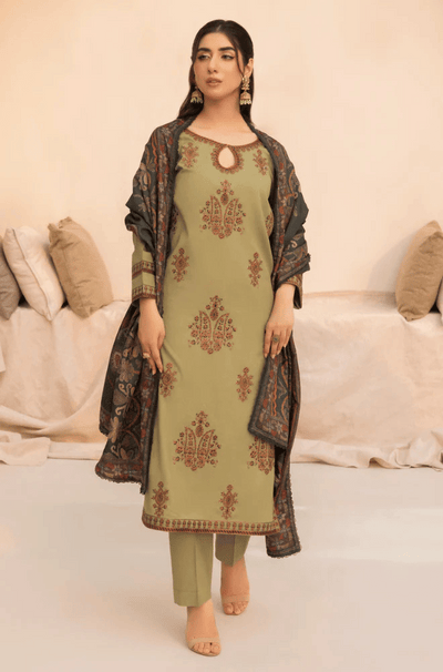 Mohagni - Winter 3PC Dhanak Embroidered Suit - HC3360