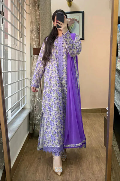 Khaadi - Summer 3PC Lawn Digital Print Dress - HC1149
