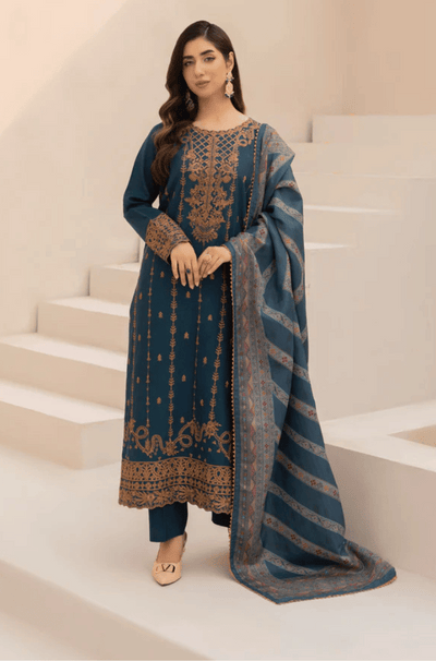 Mohagni - Winter 3PC Dhanak Embroidered Suit - HC3341