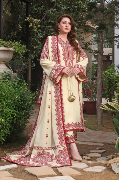 Asim Jofa - Winter 3PC Dhanak Embroidered Suit - HC3383