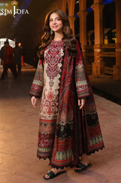 Asim Jofa - Winter 3PC Karandi Digital Print Dress - HC3397